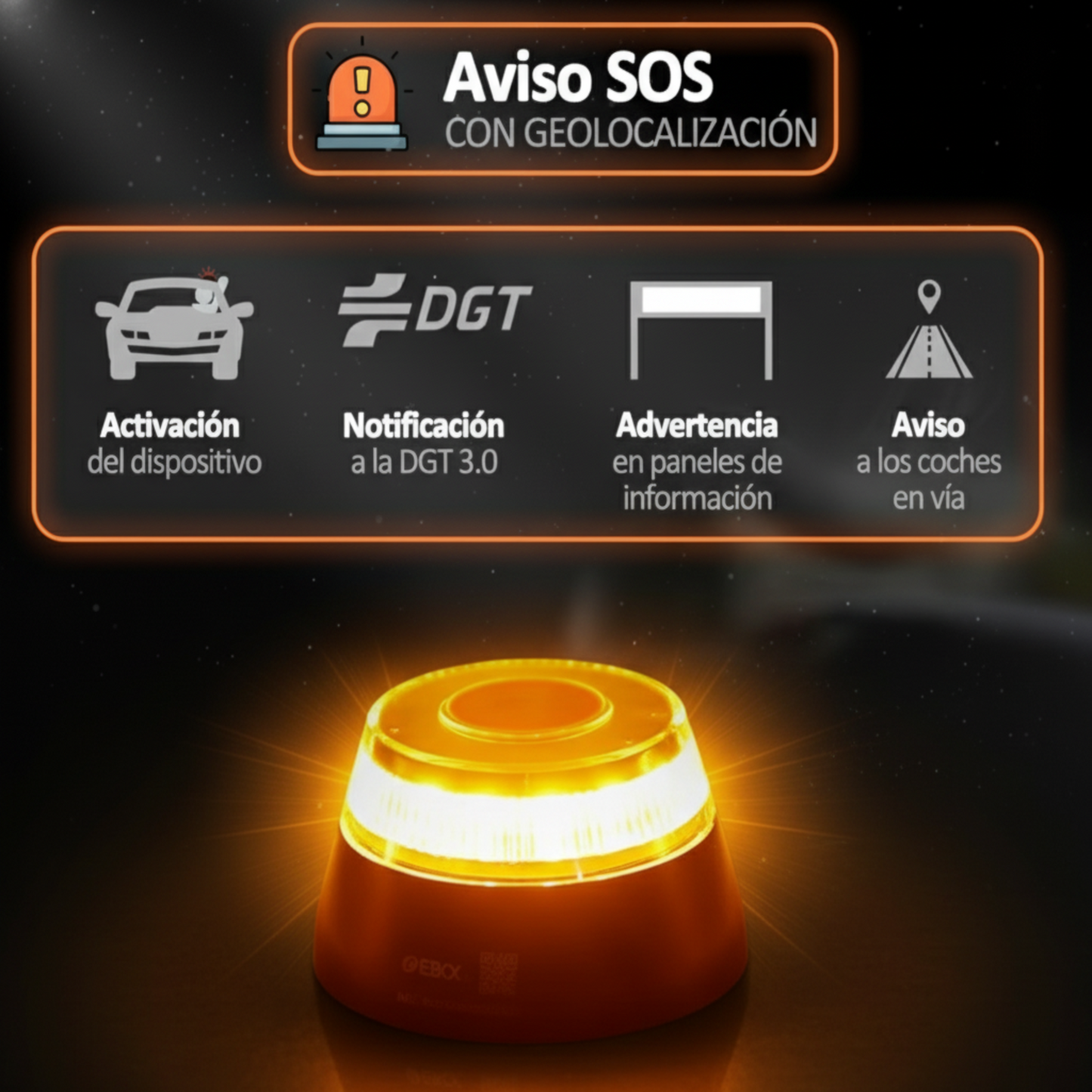 Baliza V16 eBOX Conectada DGT 3.0 Ley 2026 PRO